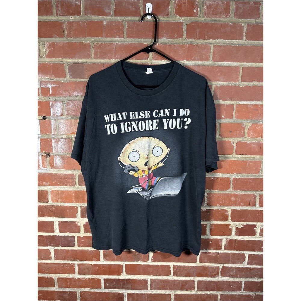 Vintage Y2K Family Guy Stewie What Else Can I Do To Ignore You? Black Shirt XL